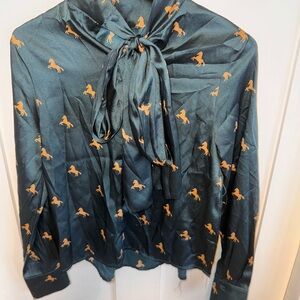 Forest Green Silky Blouse